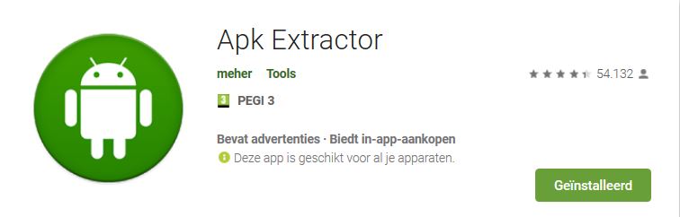 APK extractor voor Android apps overzetten of migratie files via Bluetooth