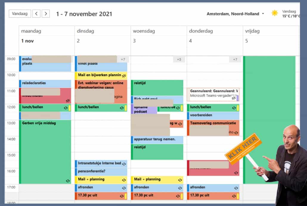 Timemanagement Outlook agenda werkschema 9 uur tot 17 uur webredactieblog
