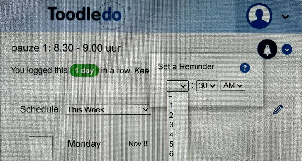 herinnering instellen met mail tijdstip naar elk emailprogramma via Toodledo